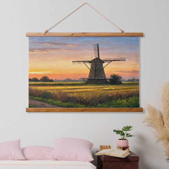 Windmill In The Countryside Hanging Tapestry (Bedroom)
