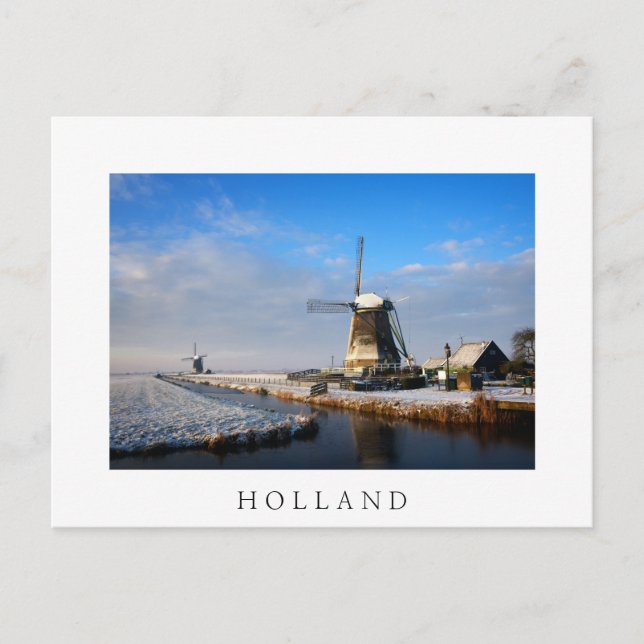 Windmill in the snow in a dutch winter landscape postcard (Front)
