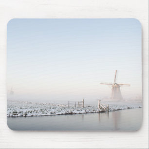 Windmill in the snow in winter mousepad