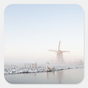 Windmill in the snow in winter sticker