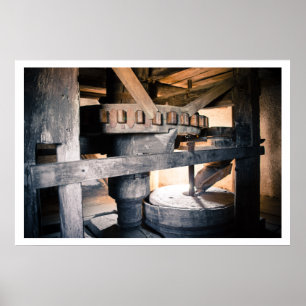 Windmill Interior, Millstone, Tés, Hungary Poster