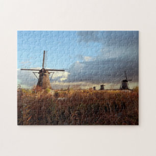 Windmill Kinderdijk Netherlands Holland Scenic Jig Jigsaw Puzzle