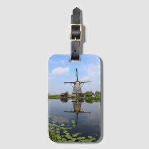 Windmill Kinderdijk Summer Holland Dutch Photo Luggage Tag