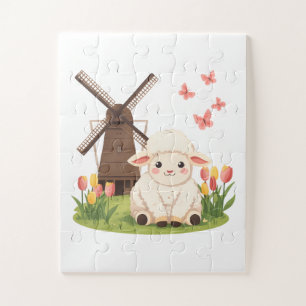 Windmill Meadow Sheep Jigsaw Puzzle