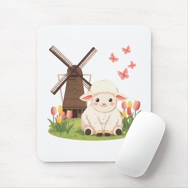 Windmill Meadow Sheep Mouse Mat (With Mouse)
