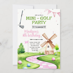 Windmill mini golf birthday Party Invitation