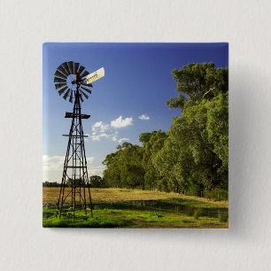 Windmill near Hume Highway, Victoria, Australia 15 Cm Square Badge