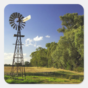 Windmill near Hume Highway, Victoria, Australia Square Sticker