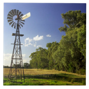 Windmill near Hume Highway, Victoria, Australia Tile