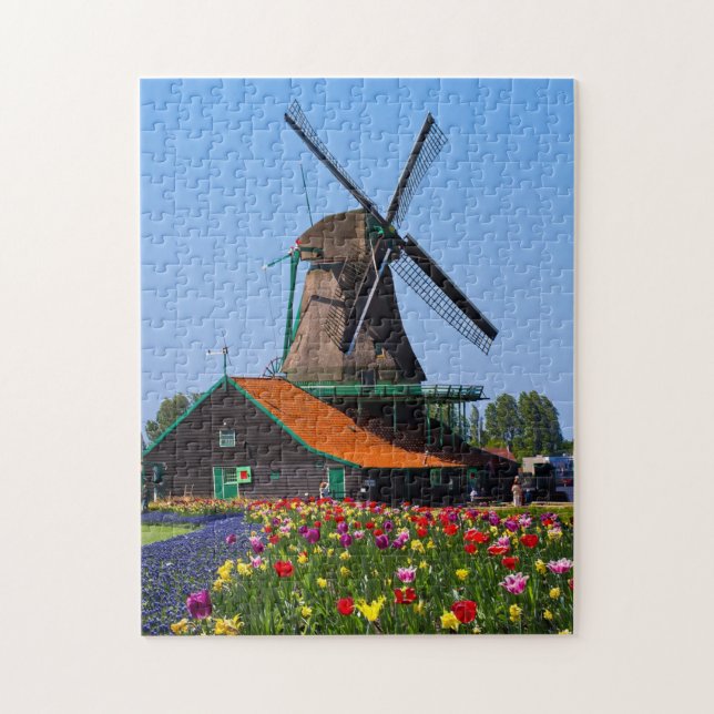 Windmill Netherlands Tulip Garden Europe Jigsaw Pu Jigsaw Puzzle (Vertical)
