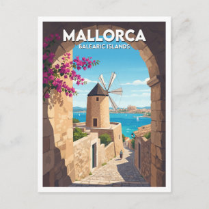 Windmill of Es Jonquet overlooking Palma Bay Spain Postcard