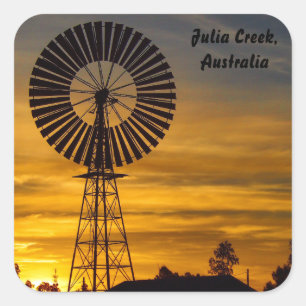 Windmill Sunset square sticker