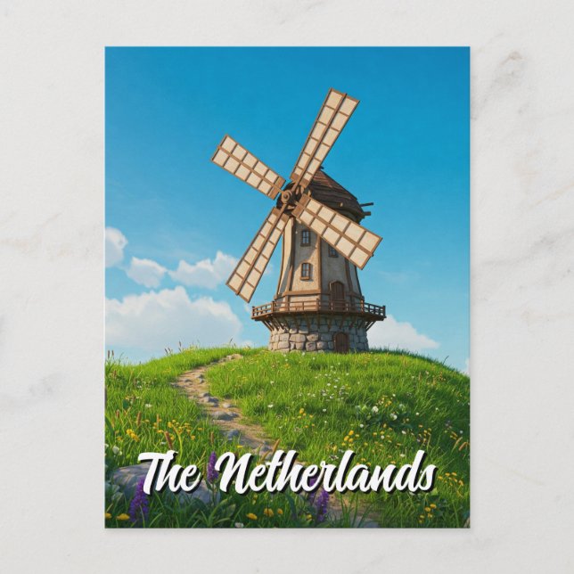 Windmill The Netherlands Postcard (Front)