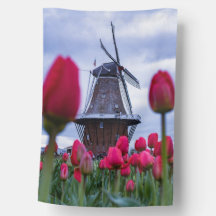 Windmill & Tulips House Flag