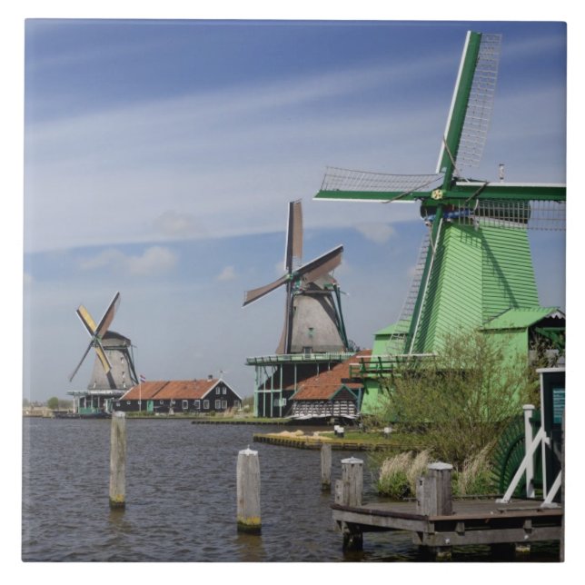 Windmill, Zaanse Schans, Holland, Netherlands 2 Tile (Front)