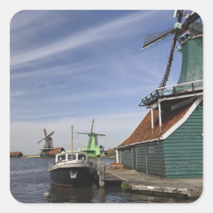 Windmill, Zaanse Schans, Holland, Netherlands Square Sticker
