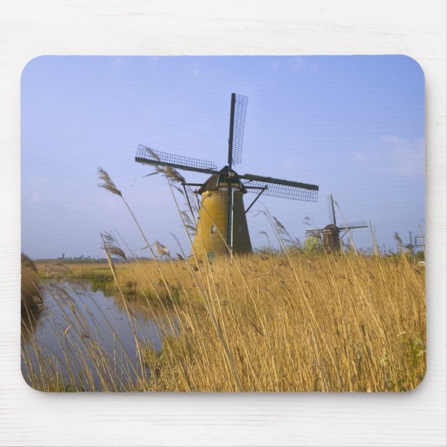Windmills along the canal in Kinderdijk, 2 Mouse Mat (Front)