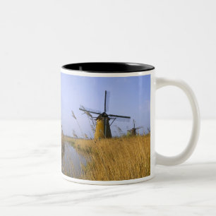 Windmills along the canal in Kinderdijk, 2 Two-Tone Coffee Mug