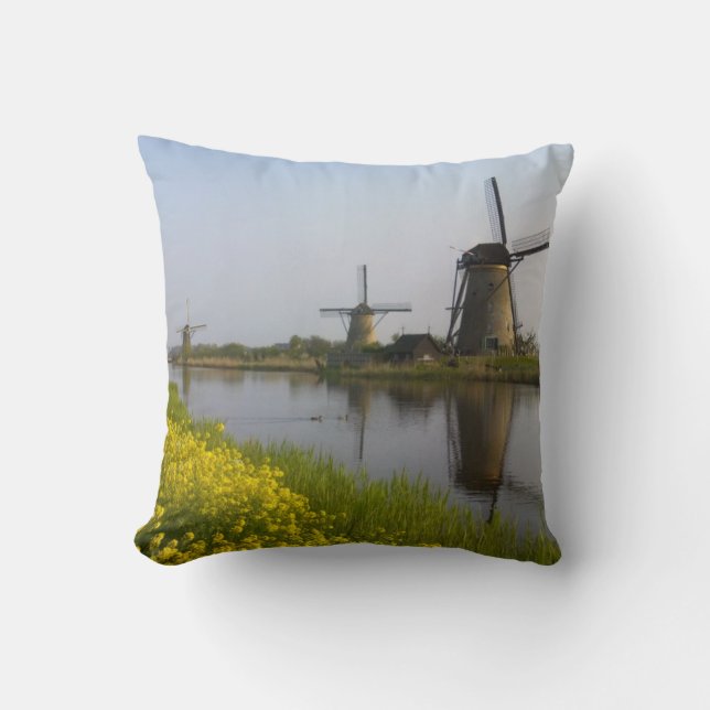 Windmills along the canal in Kinderdijk Cushion (Front)