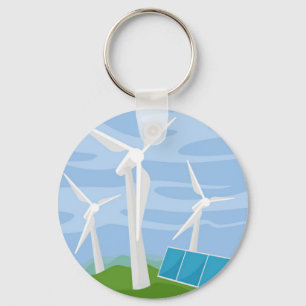 Windmills and Solar Cells Key Ring