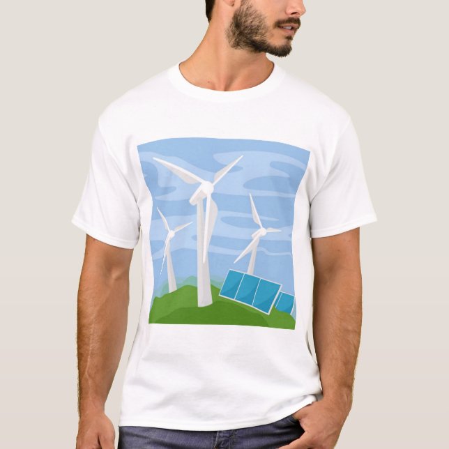 Windmills and Solar Cells T-Shirt (Front)