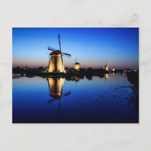 Windmills at Blue Hour postcard
