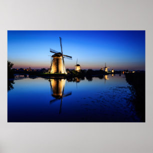 Windmills at Blue Hour poster print
