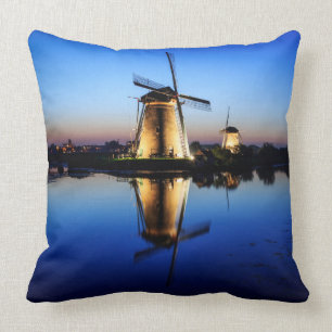 Windmills at Blue Hour throw pillow