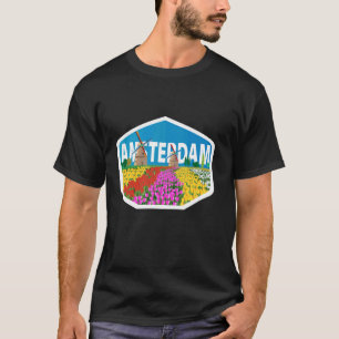 Windmills At Colourful Tulip Flowers Field Amsterd T-Shirt