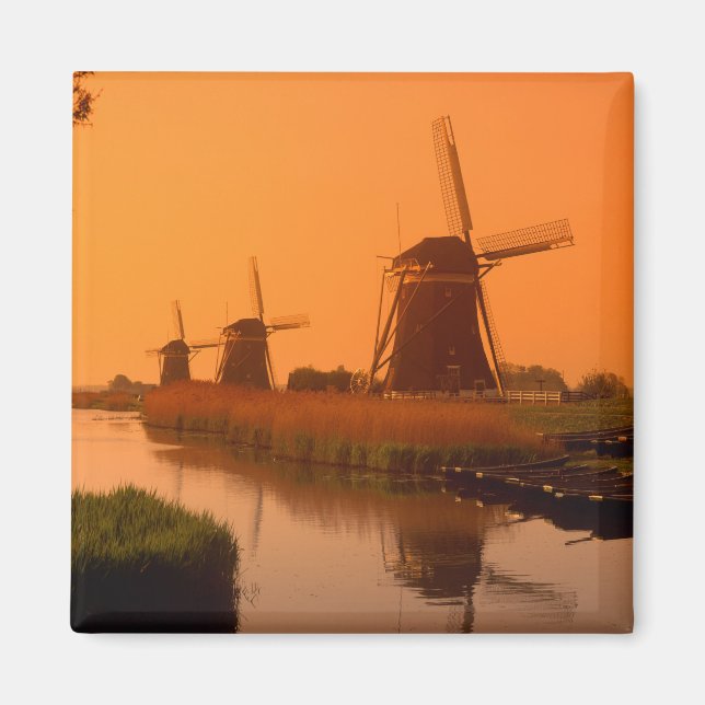Windmills at sunset, Leidschendam, Netherlands Magnet (Front)