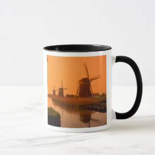 Windmills at sunset, Leidschendam, Netherlands Mug