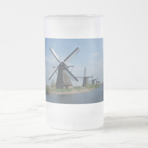 Windmills Frosted Glass Beer Mug