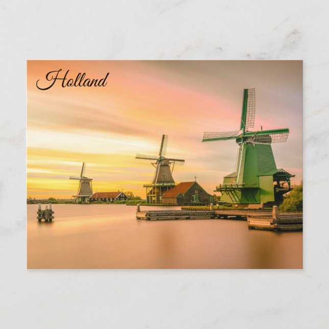 Windmills Holland Netherlands Travel Photo Postcard (Front)