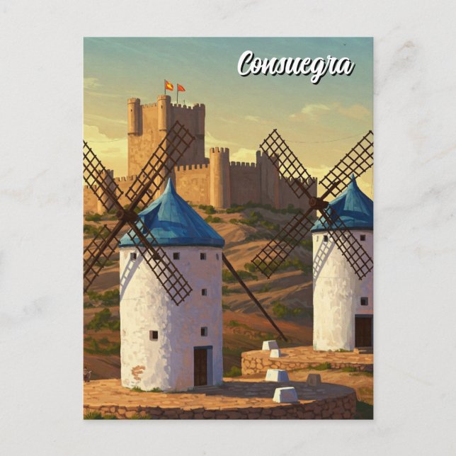 Windmills in Consuegra Spain Travel Postcard (Front)