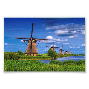 Windmills in Kinderdijk, Holland, Netherlands Photo Print