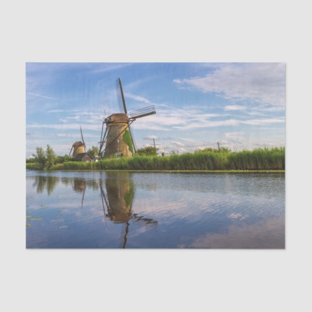 Windmills in Kinderdijk, Holland, Netherlands Tissue Paper (Front)