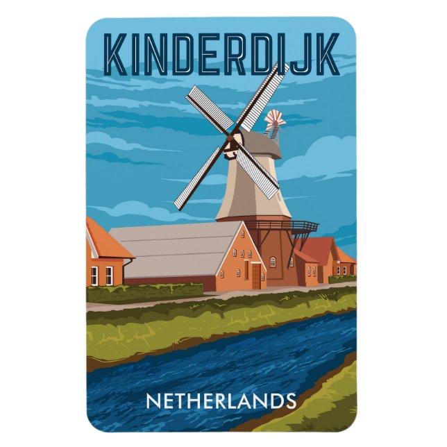 Windmills in Netherlands Magnet (Vertical)