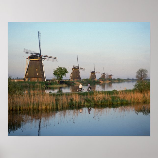 Windmills, Kinderdijk, Netherlands Poster (Front)