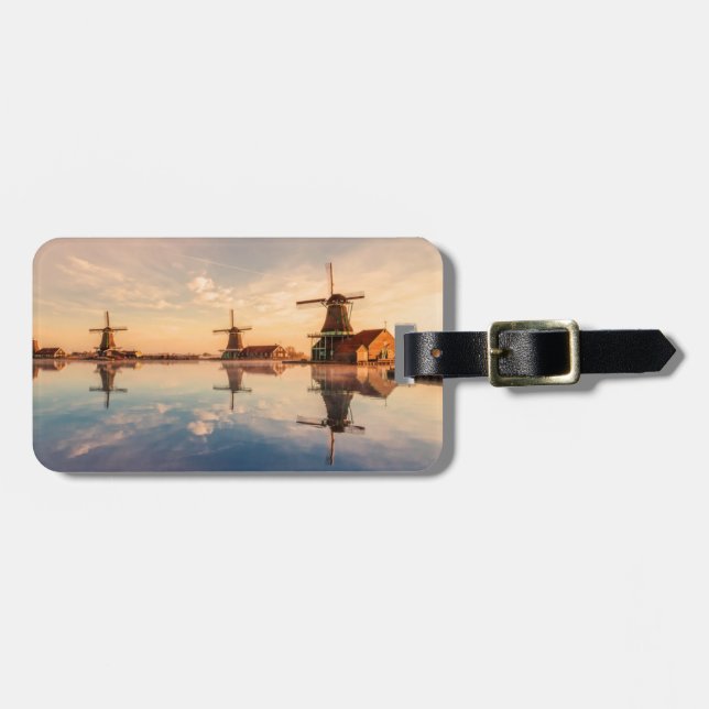 Windmills Kinderdijk Netherlands stylised Luggage Tag (Front Horizontal)