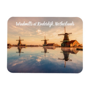 Windmills Kinderdijk Netherlands stylised Magnet