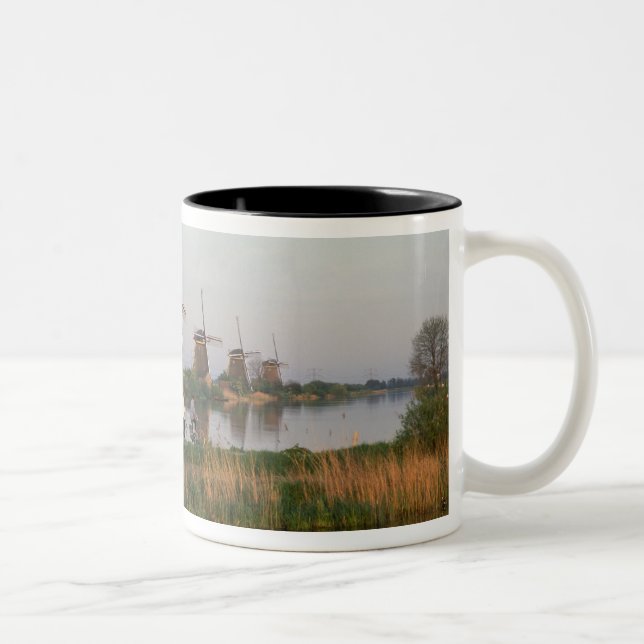 Windmills, Kinderdijk, Netherlands Two-Tone Coffee Mug (Right)