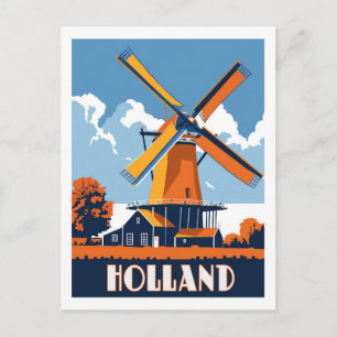 Windmills of Holland - A Vintage Travel  Postcard