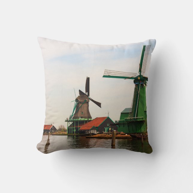 Windmills of Holland decorative pillow (Front)