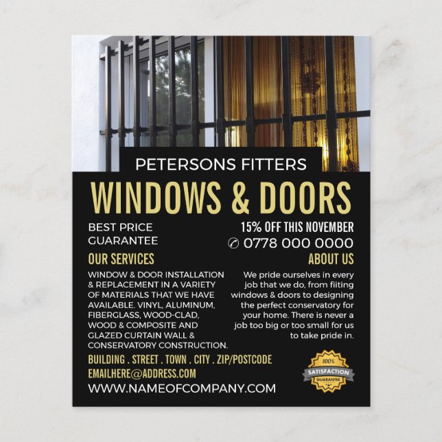 Window & Bars, Window & Door Fitter Company Flyer (Front)