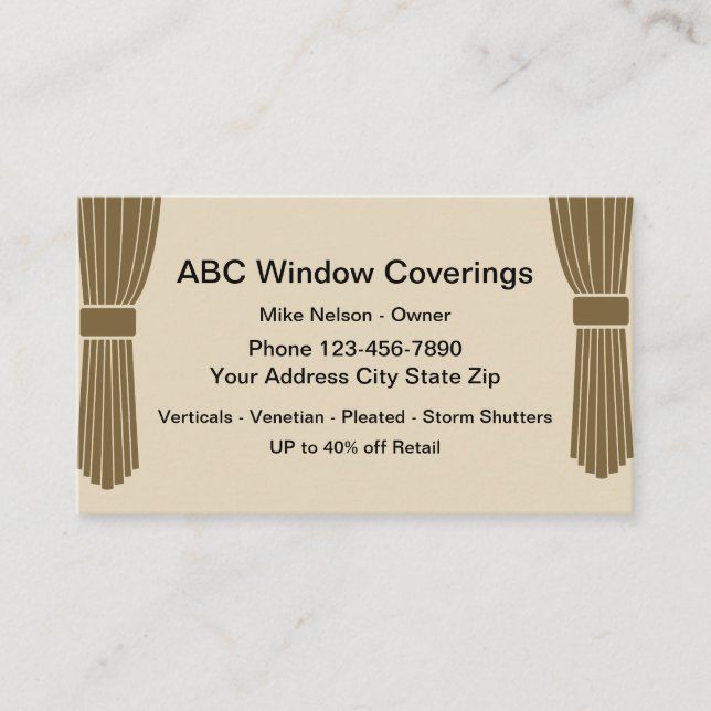 Window Blinds Coverings Design Business Card (Front)