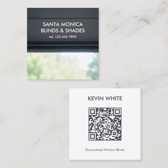 Window Blinds Custom QR Square Business Card (Front/Back)