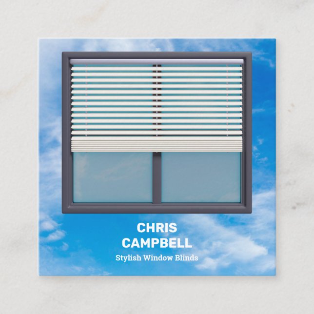 🌙 Window Blinds Custom QR Square Business Card (Front)