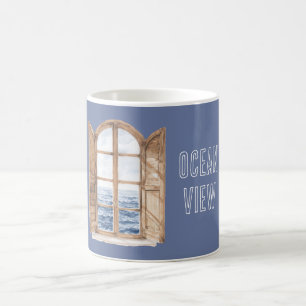 Window Blue Ocean View Coffee Mug
