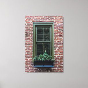 Window Box on Brick Canvas Print