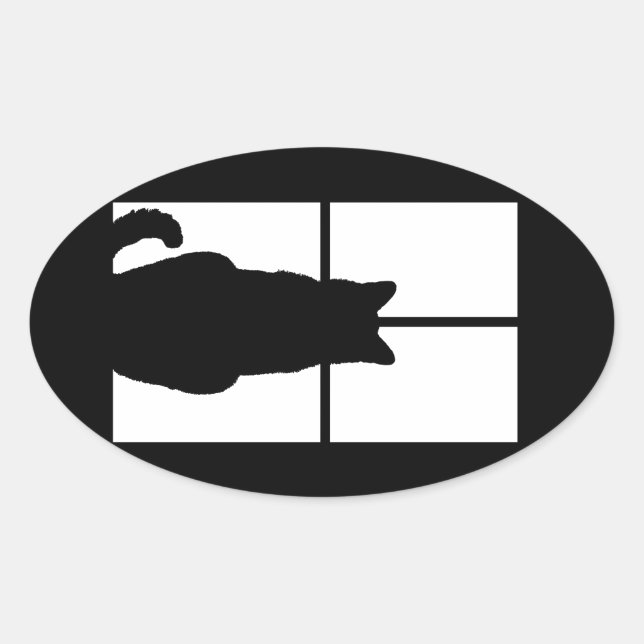 Window Cat Click to Customise Colour Decor Oval Sticker (Front)